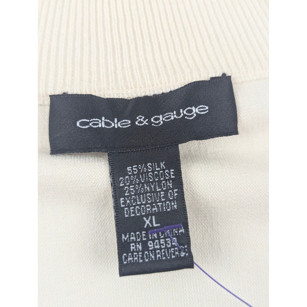 Cable & Gauge Ivory Silk Blend Sequin Trim Two Piece Set Shrug/Bolero Shell XL - Picture 15 of 16